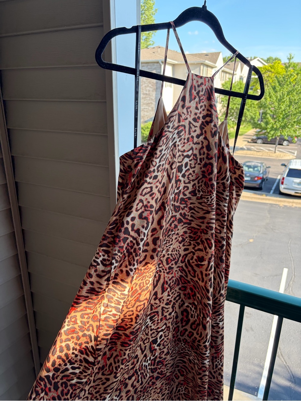 🆕🐆 Nicole Miller Leopard Print Halter Maxi Dress Size M Satin Party Evening Gown - Picture 7 of 17